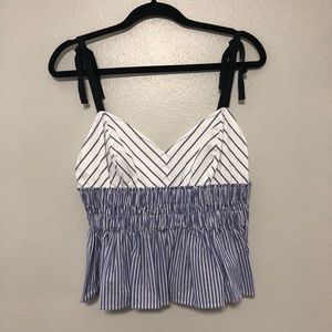 Express Striped Cropped Peplum Top